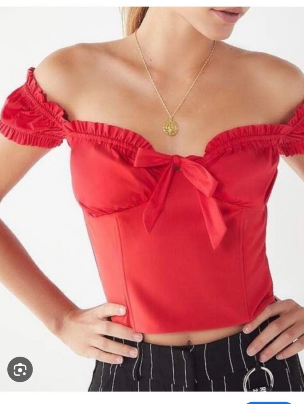 I.AM.GIA red milkmaid top - off the shoulder - size medium